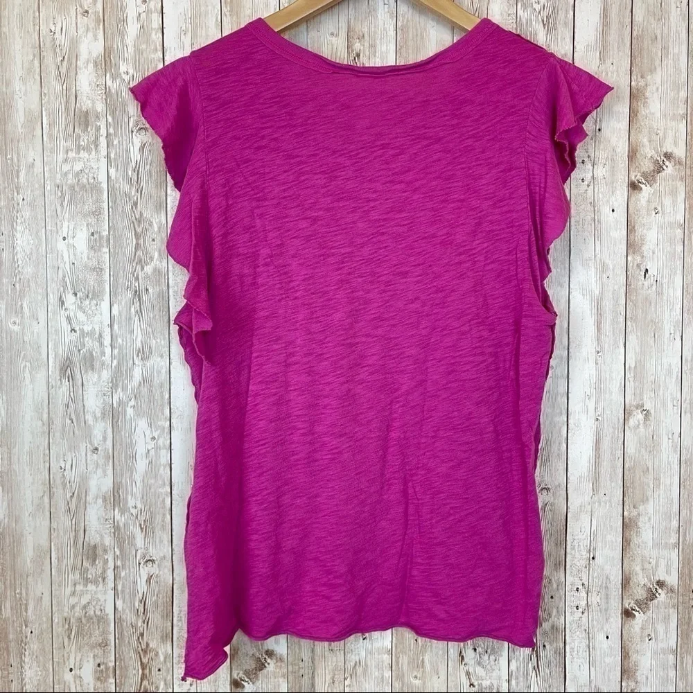 Free People We The Free So Easy Ruffle Sleeve Knit Top Size Small Women